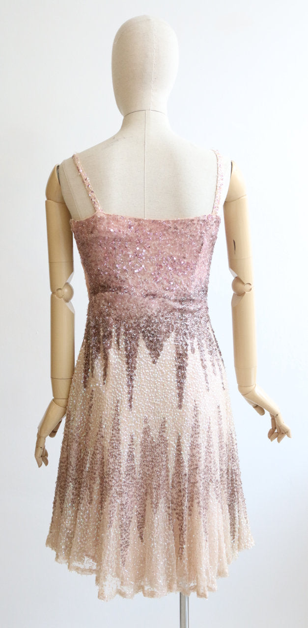 Vintage 1950's dress vintage 1950's sequin dress original 1950's prom dress sequin ombre dress fifties embellished gown original UK 6-8