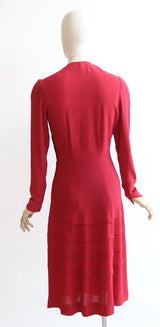 Vintage 1930's dress vintage 1930's crepe silk dress original 1930's red dress 1930's red silk dress 1930 fashion original 30s dress UK 8-10
