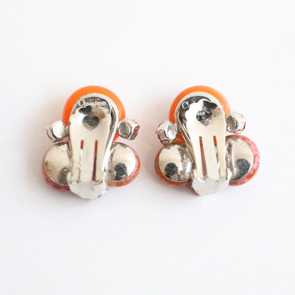 "Christian Dior Murano" Vintage 1958 Christian Dior Rhinestone & Murano Clip-on Earrings