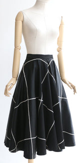 "Ric Rac" Vintage 1950's Full Circle Ric Rac Embellished Skirt UK 10