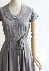 "French Grey" Vintage 1950's French Grey Cotton Dress UK 6-8