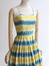 "Chartreuse & Teal" Vintage 1950's Chartreuse & Teal Susan Small Dress & Bolero UK 8