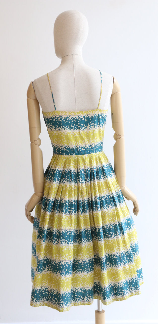 "Chartreuse & Teal" Vintage 1950's Chartreuse & Teal Susan Small Dress & Bolero UK 8
