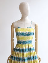 "Chartreuse & Teal" Vintage 1950's Chartreuse & Teal Susan Small Dress & Bolero UK 8