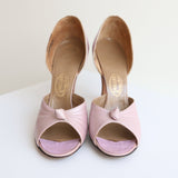 "Lilac Peep Toes" Vintage 1940's Pearlised Lilac Leather Peep Toe Heels L Miller UK 5 EU 38 US 7