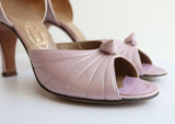 "Lilac Peep Toes" Vintage 1940's Pearlised Lilac Leather Peep Toe Heels L Miller UK 5 EU 38 US 7