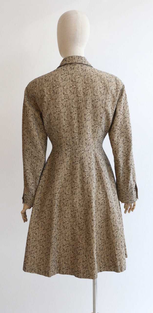 "Gabardine Princess" Vintage 1950's Abstract Gabardine Princess Dress Coat UK 12 US 8
