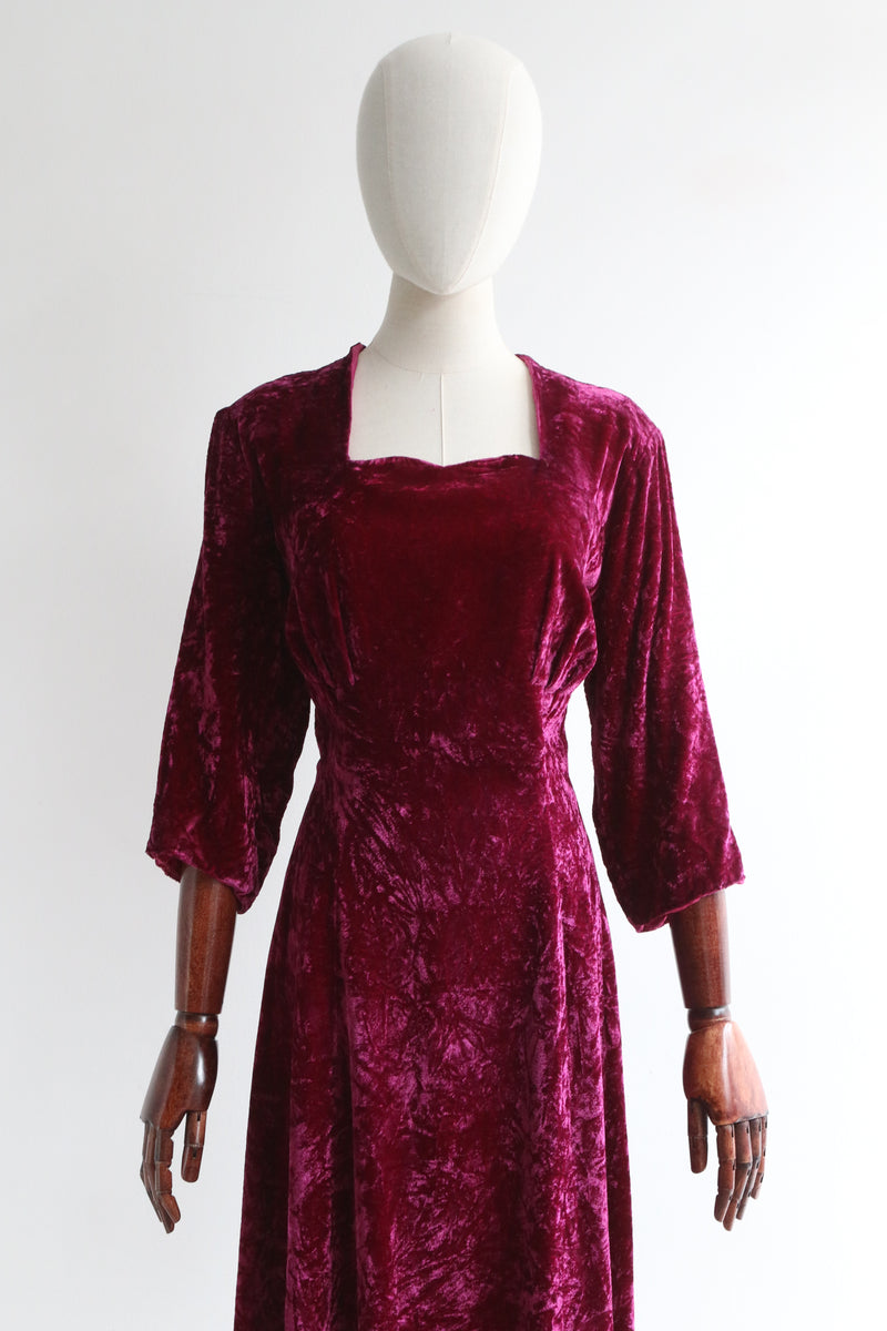 "Ultra Violet Velvet" Vintage 1940's Ultra Violet Crushed Velvet Dress UK 14 US 10