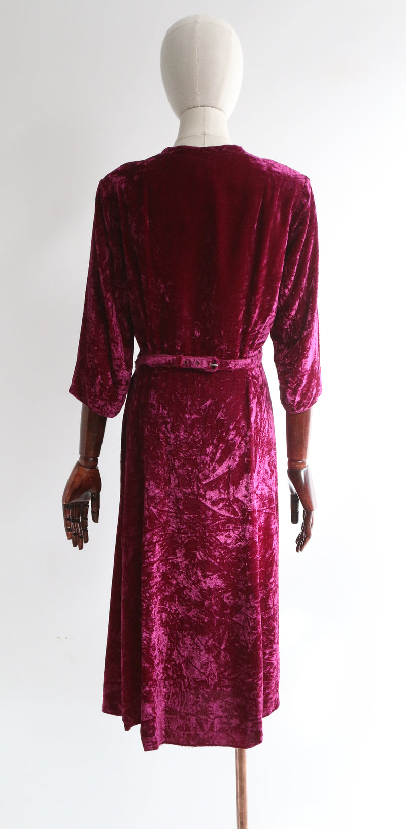 "Ultra Violet Velvet" Vintage 1940's Ultra Violet Crushed Velvet Dress UK 14 US 10